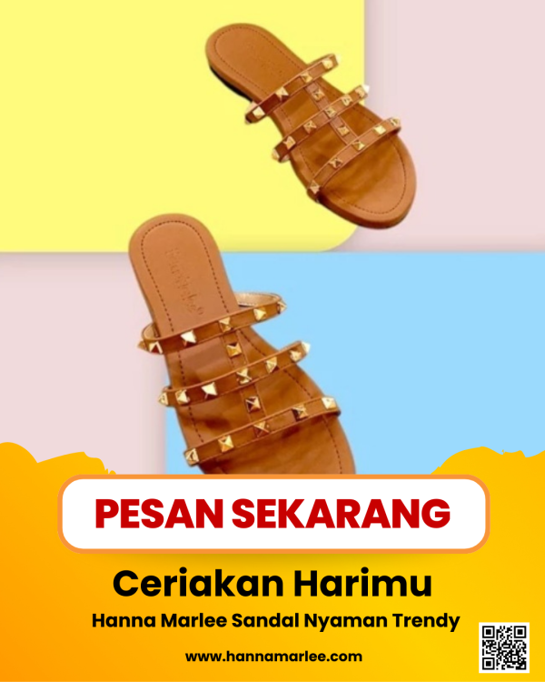 Hanna Marlee  Valent Stude Sandal Flat Wanita - Image 3