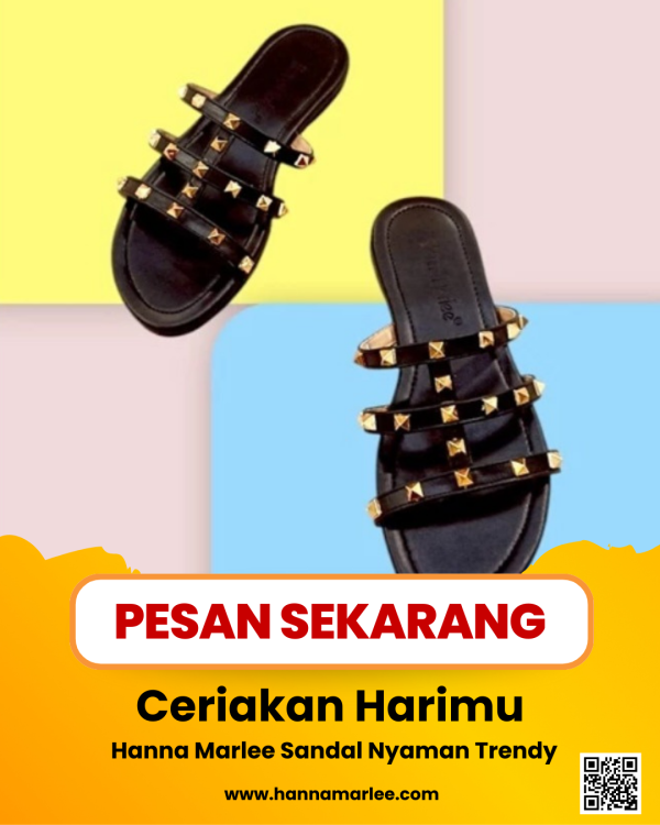 Hanna Marlee  Valent Stude Sandal Flat Wanita - Image 5