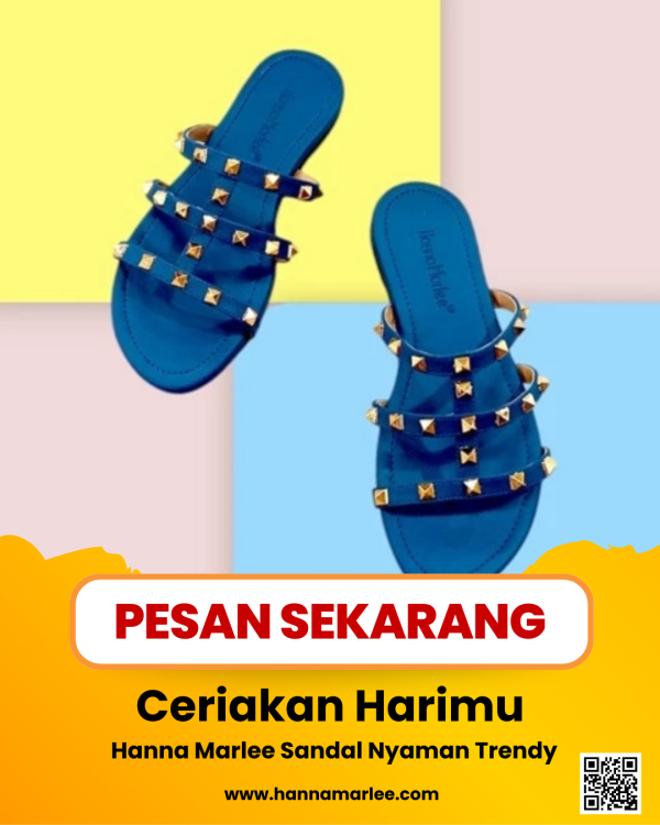 Hanna Marlee  Valent Stude Sandal Flat Wanita