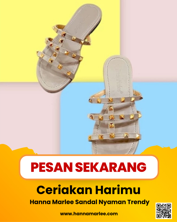 Hanna Marlee  Valent Stude Sandal Flat Wanita - Image 2